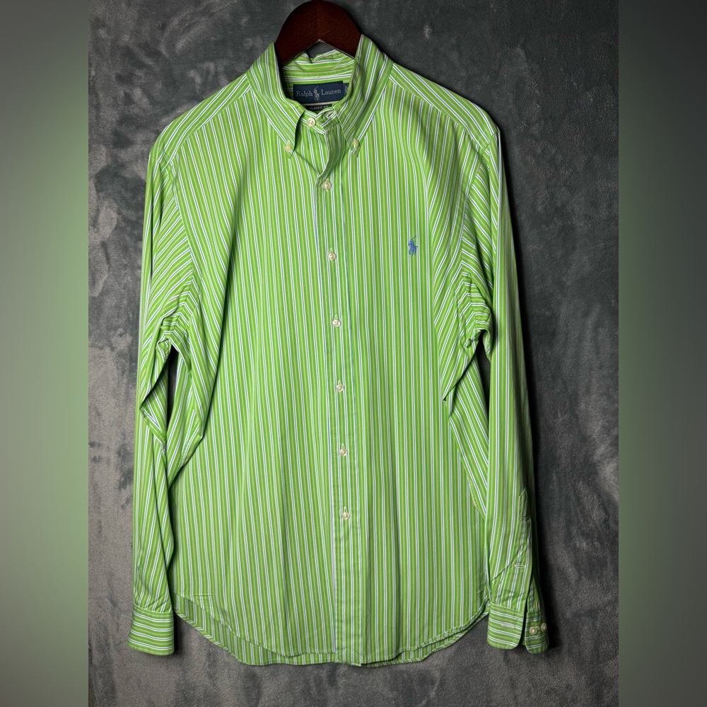Ralph Lauren Green Striped Button-Down Shirt